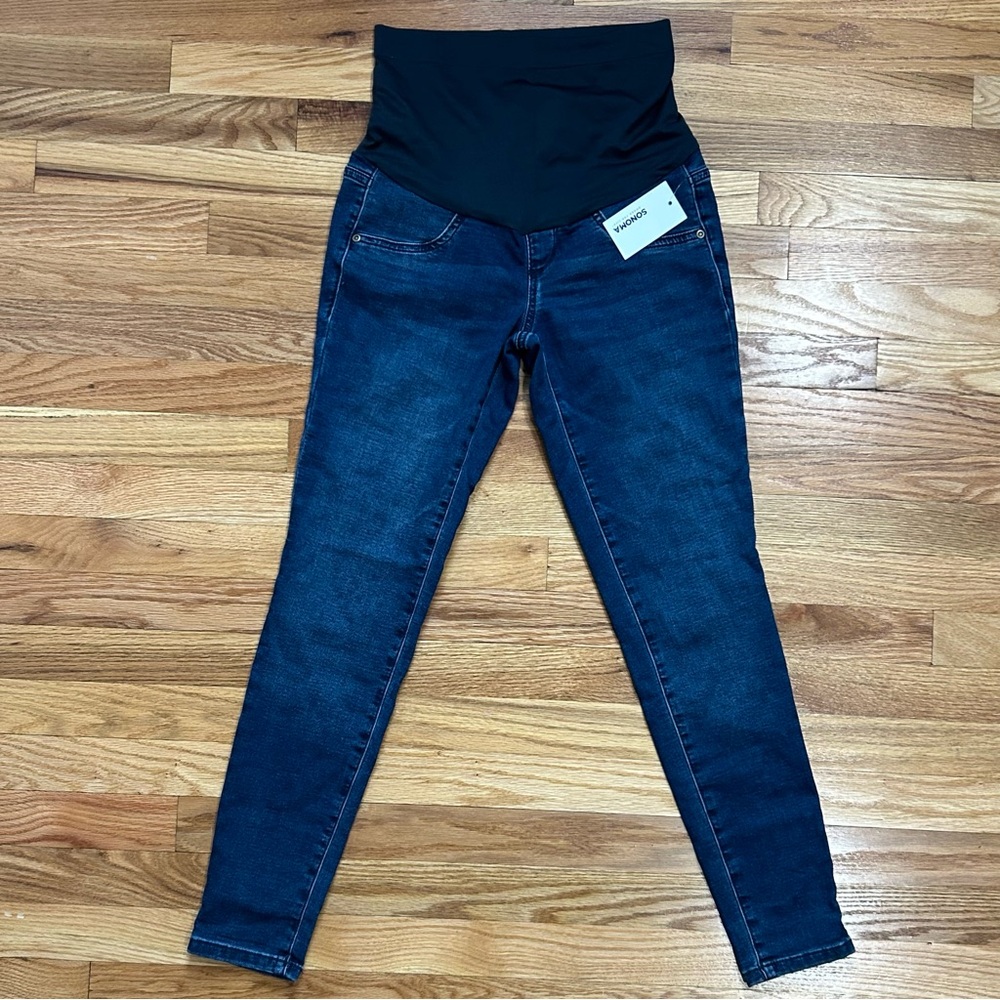 Women Sonoma Maternity Jeggings Slim Full Coverage Pregnancy Belly Panel Size 2